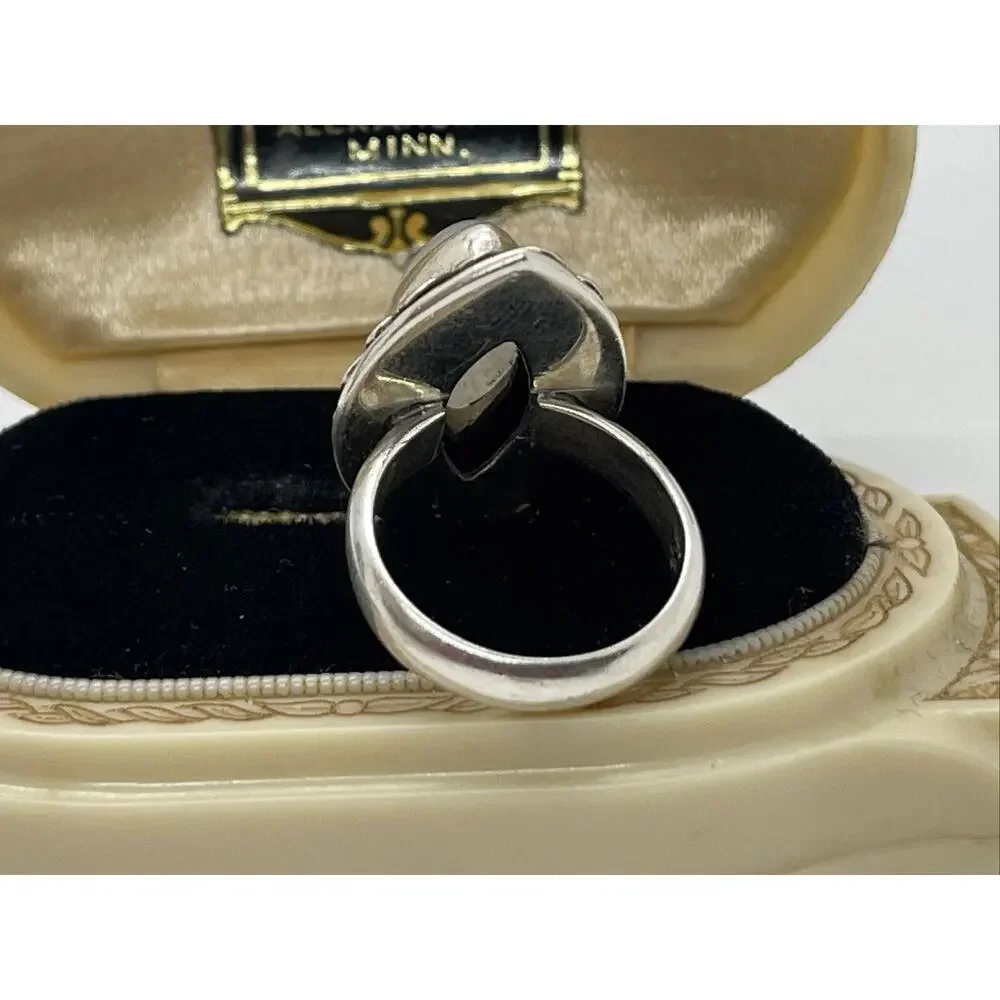 Vintage Sterling Silver Ring 925 Size 6.5 Moonstone Bali Style Ornate